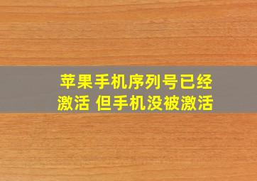 苹果手机序列号已经激活 但手机没被激活